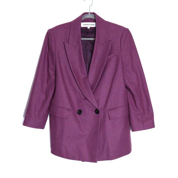 VERONICA BEARD Sevyn Dickey Jacket Orchid Wool Double Breasted Women's 10 - Picture 3 of 12